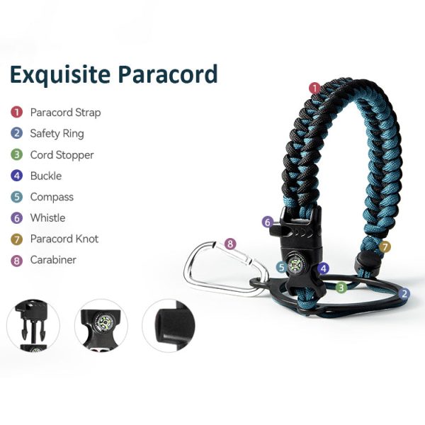 Paracord Carrier Strap Cord-Fits Wide Mouth Bottles 22oz to 128oz - Image 2